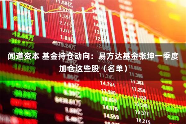 闻道资本 基金持仓动向：易方达基金张坤一季度加仓这些股（名单）