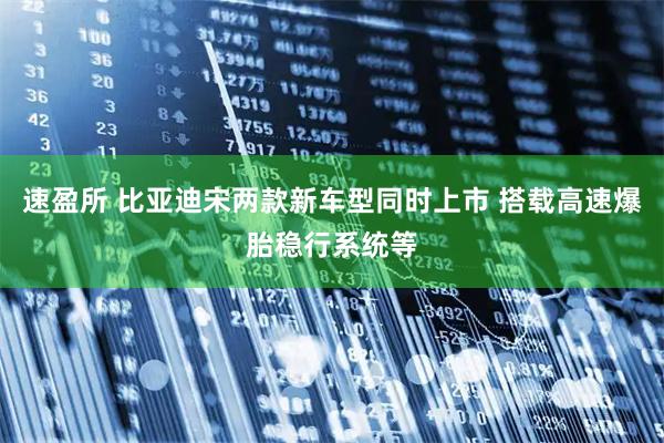 速盈所 比亚迪宋两款新车型同时上市 搭载高速爆胎稳行系统等