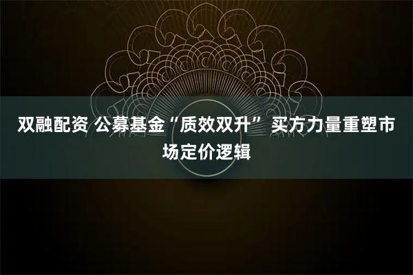 双融配资 公募基金“质效双升” 买方力量重塑市场定价逻辑